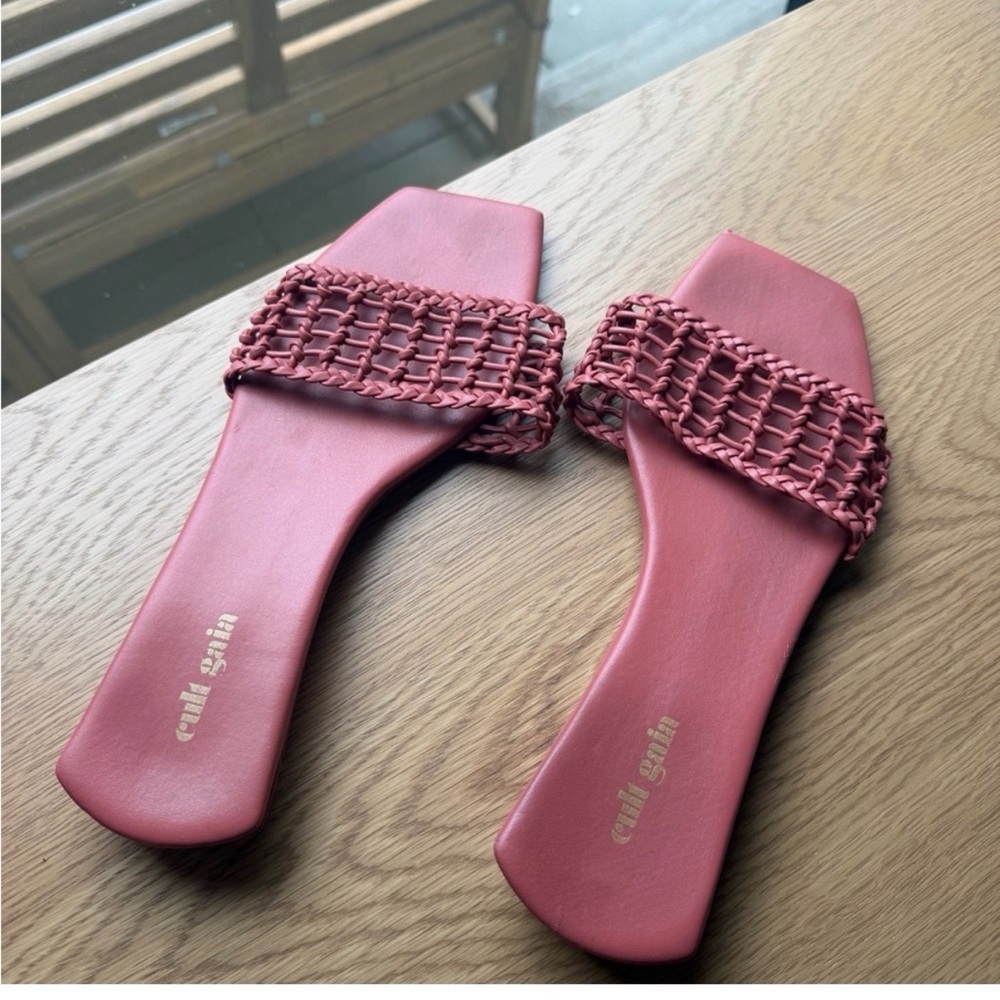 Cult Gaia Woven Pink Sandals